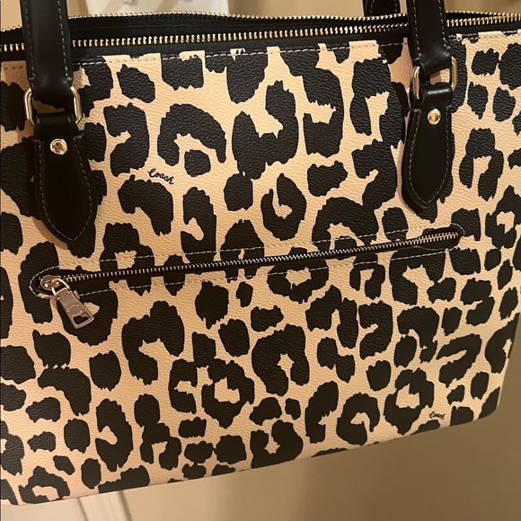 Coach Leopard Print Tote in Black and Cream - Picture 4 of 5